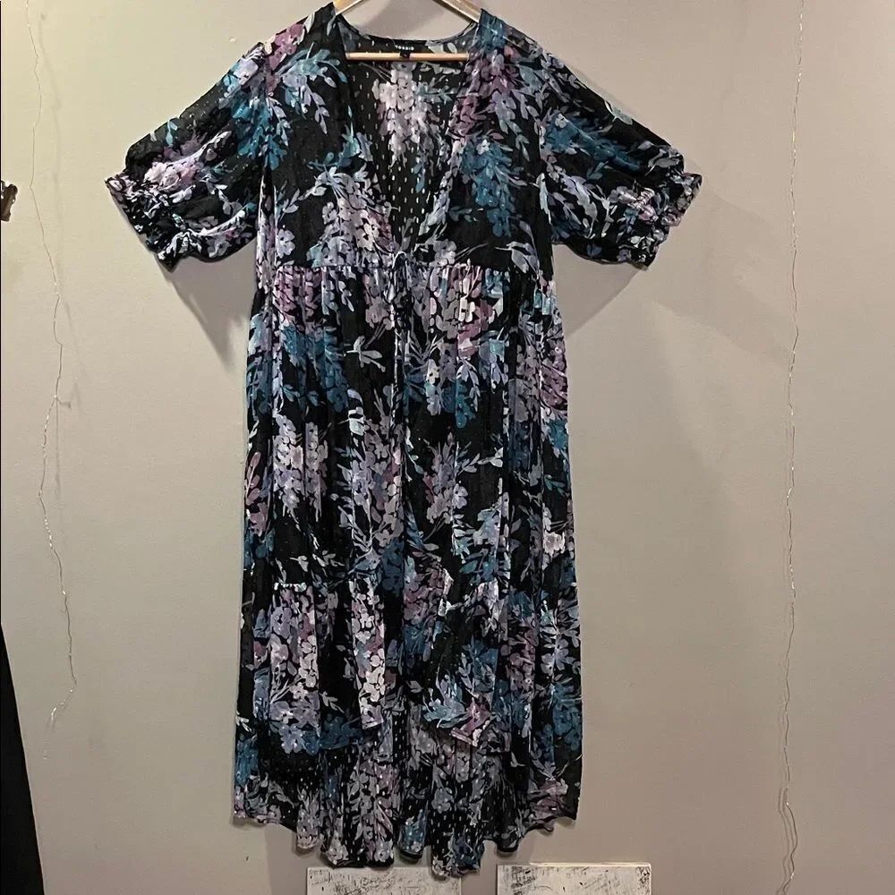Torrid Floral High Low Open Front Sheer Coverup